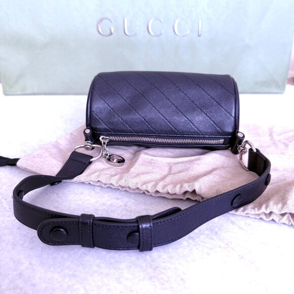 Gucci 760710 Blondie Mini Cylinder Shoulder Bag Black Leather - Picture 13 of 15